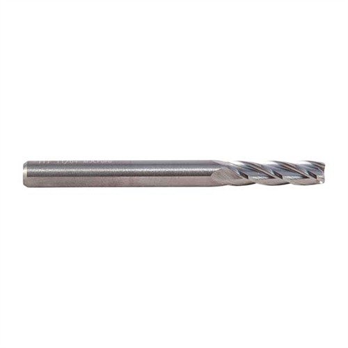 Carbide, four-flute milling cutters ensure precise groove cutting for Sako extractors on Remington bolts, enhancing extraction reliability and speed.