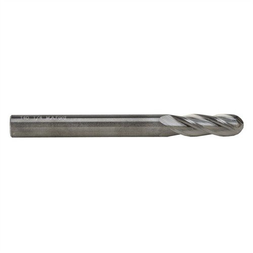 Four-flute, center-cut solid carbide ball end mills ensure smooth cuts and efficient plunge cutting, perfect for hardened steels in your gunsmithing projects.