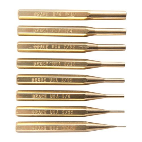 Grace USA Brass Punch Set offers 8 precision-machined, non-marring punches made from premium brass, ideal for delicate tasks in gunsmithing and maintenance.