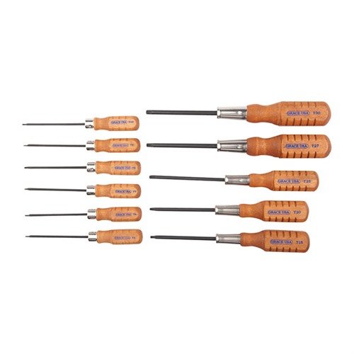 Grace USA's 11-Piece Star Screwdriver Set features precision USA-made construction, durable 8650 Chromium-Vanadium steel, and ergonomic hardwood handles for reliable service.