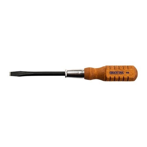 Grace USA Screwdriver Set offers precision with hardened steel tips, durable square shanks, and comfortable hardwood handles for efficient gunsmithing.