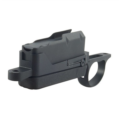 Upgrade your Remington 700 BDL with this durable stainless steel detachable magazine, featuring a spring-loaded latch for quick loading and a matte black finish.