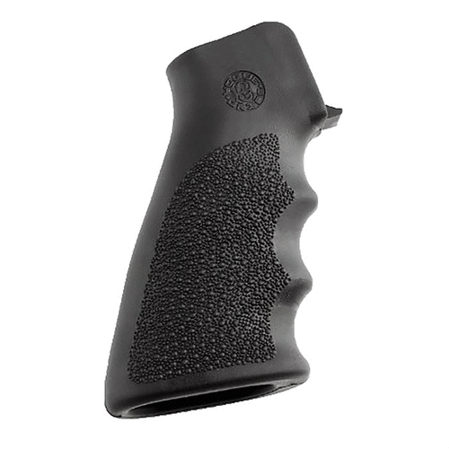 HOGUE AR-15 Pistol Grip features a non-slip rubber surface, orthopedic design for shock reduction, and a strong fiberglass core for durability and comfort.