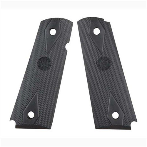 HOGUE semi-auto pistol grips offer hand-filling comfort, recoil absorption, and enhanced control with rubber or wood designs, including checkered and finger groove options.