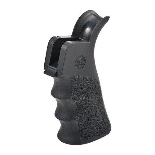 HOGUE AR-15 Overmolded Beavertail Grip features ergonomic finger grooves, non-slip Cobblestone texture, and a beavertail for extended pull, ideal for comfort and control.