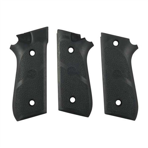 HOGUE semi-auto pistol grips in rubber and wood offer hand-filling comfort, recoil absorption, and enhanced control with finger grooves for Taurus PT 92/99, 100/101.