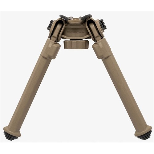 MOE Bipod by Magpul: Lightweight at 8oz, easy attachment, adjustable legs (7-10 inches), non-marring saddle, and removable rubber feet for versatile shooting.