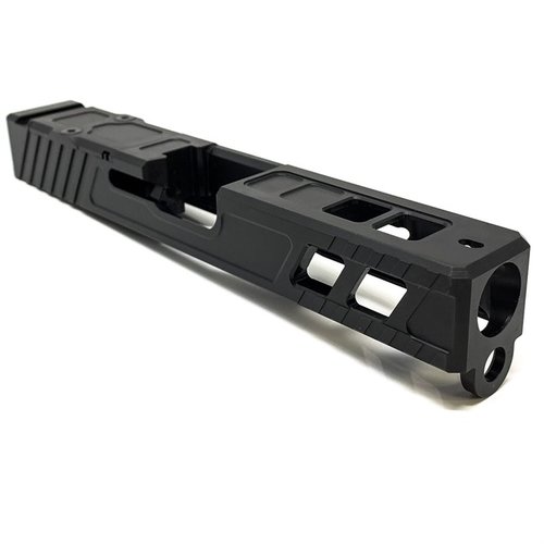 Marksman V4 Slide for Glock 19 Gen 3 offers durable 17-4 stainless steel, RMR compatibility, enhanced manipulation, and a QPQ Nitride finish for lasting performance.