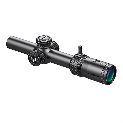 Swampfox Arrowhead 1-8x24mm SFP scope offers locking turrets, illuminated reticles, and a wide field of view, ideal for law enforcement and self-defense.
