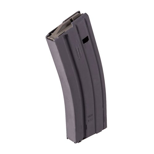 Brownells 5.56mm AR-15 magazine ensures reliable feeding with a durable aluminum body, 30-round capacity, and Magpul anti-tilt follower for optimal performance.