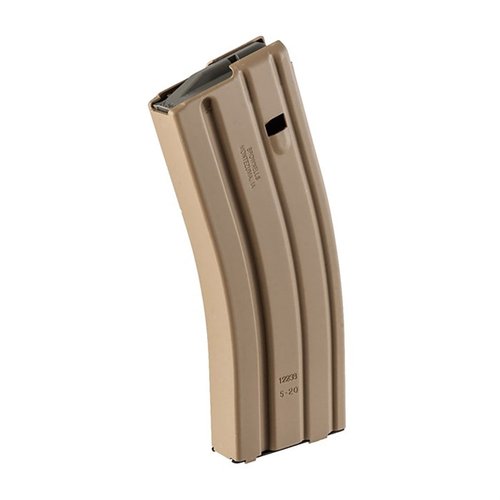 Brownells AR-15 5.56mm magazine features a durable aluminum body, 30-round capacity, Magpul anti-tilt follower, and military-grade quality for reliable feeding.
