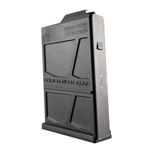 Christensen Arms AICS compatible magazines offer reliable performance for bolt-action rifles, featuring a durable polymer build, 10-round capacity, and removable floorplate.