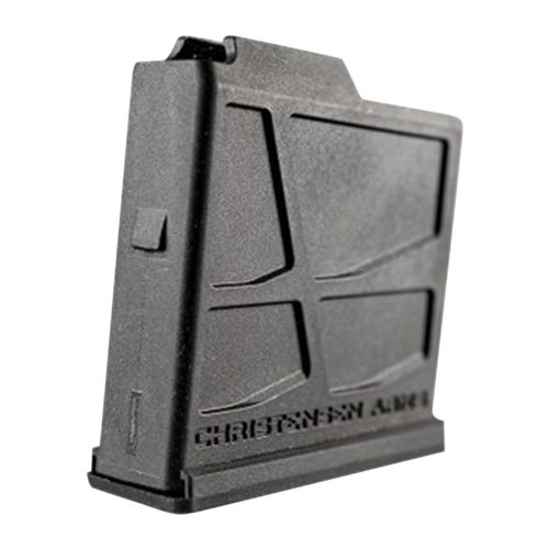 Christensen Arms AICS compatible magazines offer reliable performance for bolt-action rifles, featuring a durable polymer design, 5-round capacity, and removable floorplate.