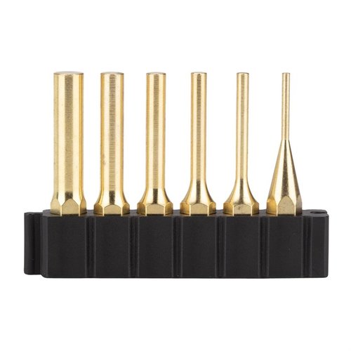 Set of 6 Brass Pin Punches compatible with Fix It Sticks System; magnetic driver-ready, precision machined from solid bar stock in sizes 1/16