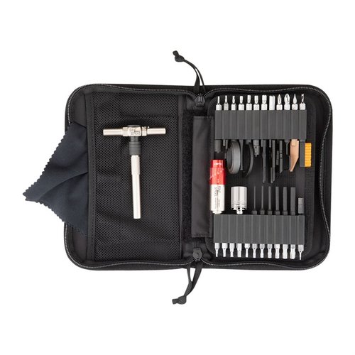 Fix It Sticks 3-Gunner Compact Tool Kit offers a modular T-Drive system, comprehensive bit selection, and torque limiters in a portable case for efficient firearm maintenance.