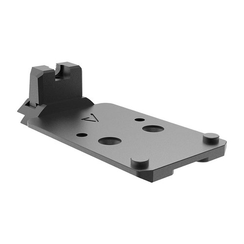 AOS mounting plates for 1911 DS provide optimal optic height, intuitive sight picture, and quick target acquisition, complete with integral rear sight and mounting screws.