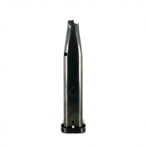 Atlas Gunworks 2011 126mm Slidelock 9mm Magazines offer improved feeding, reliable lockback, and compatibility with modular double stacks, featuring a premium design.
