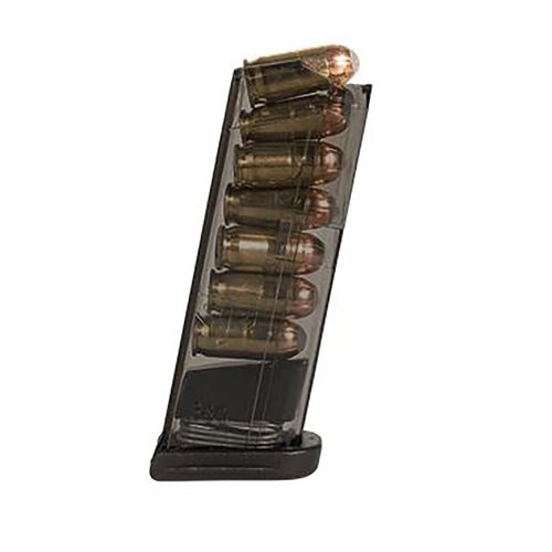 ETS translucent polymer magazines for Glock 42 offer lightweight reliability, easy loading visibility, and creep resistance for long-term storage.