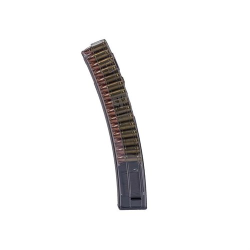 Lightweight, reliable 30-rd magazine for H&K MP5 with extreme impact resistance, chemical durability, and a translucent body for ammo visibility.