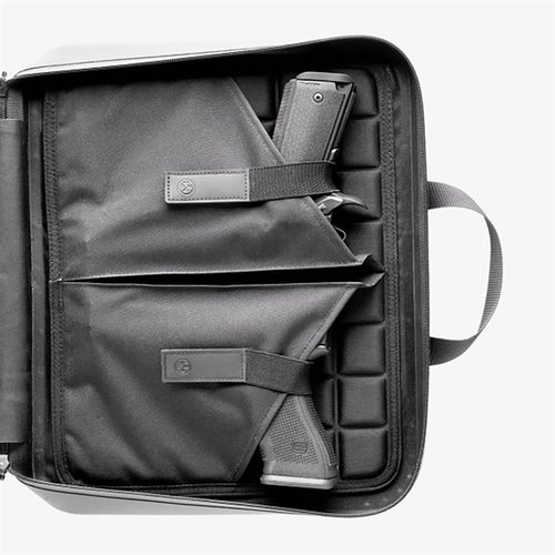 DAKA Double Pistol Case offers secure storage for two pistols and magazines, with protective EVA foam, water-resistant zippers, and multiple pockets for accessories.