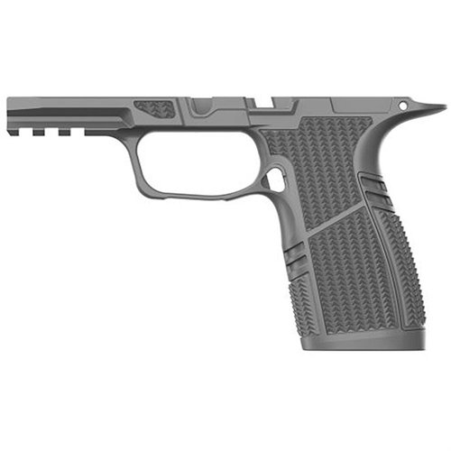Upgrade your SIG P365 X-Macro with Tyrant CNC's grip module featuring a 1913 rail, improved ergonomics, and 17-round capacity for superior control.