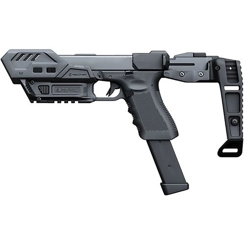 S-PRO STABILIZER BASIC KIT for GLOCK 9/40 offers a modular design, spring-loaded stabilizer, MLOK compatibility, and easy installation without tools.