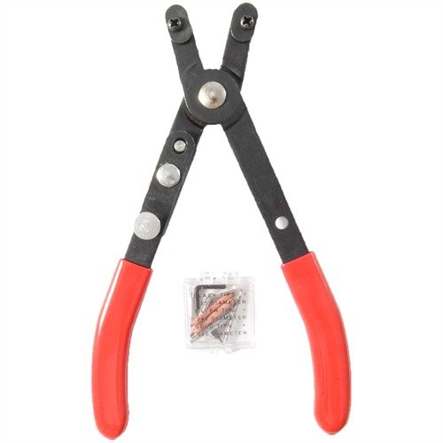 SNAP RING PLIERS from LISLE CORPORATION feature durable blued steel with vinyl dipped handles and extra tips for versatile use in firearms maintenance.