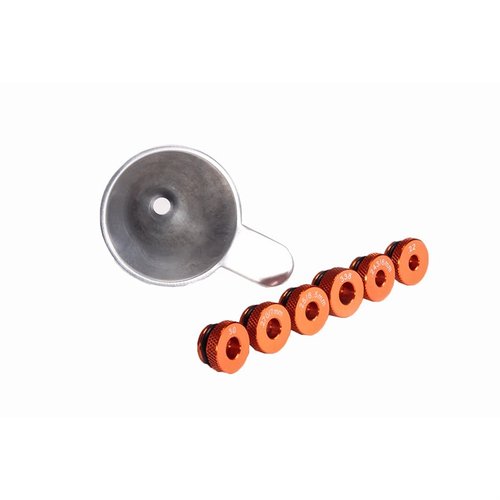 Lyman Brass Smith Pro Funnel offers a static-free, die-cast aluminum design with caliber-specific inserts for precise reloading from .22 to .338, plus a padded case.