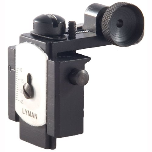 Rugged, precise Lyman Model 66 LA tang sight offers easy ¼