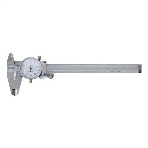 Lyman Dial Caliper offers precise 0.001-inch measurements, versatile functions for inside, outside, depth, and step, all in durable stainless steel construction.