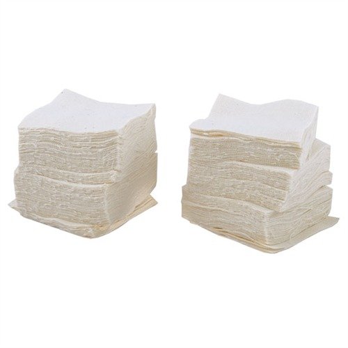 MIL-SPEC gun cleaning patches are 100% cotton, efficient for cleaning with a coarse side for scrubbing and a soft side for solvent distribution. 1000 patches per pack.