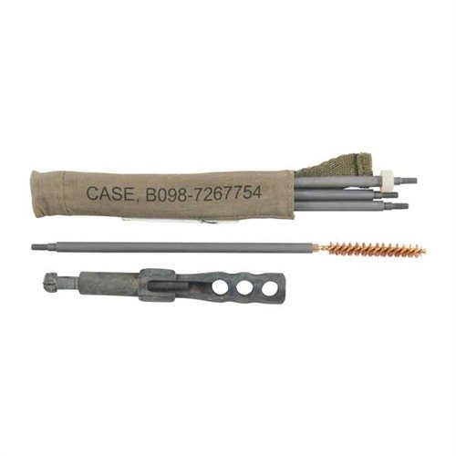 Authentic M1/M14 MIL-SPEC CLEANING KIT features genuine GI components for restoration and field use, perfect for .30 caliber rifles with essential cleaning tools.