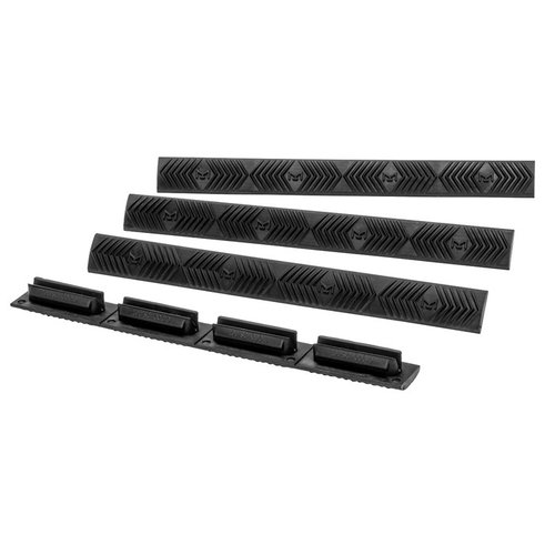 ERGO M-LOK WedgeLoK Slot Cover Grips offer a non-slip surface, protect unused slots, and feature a low profile with aggressive texture, covering 4 MLOK slots.