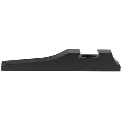 Solid steel dovetail front ramp for custom fitting various sight blades, compatible with many rifles, easy installation with a single screw.