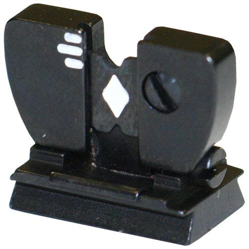 RIFLE NO. 69WH features a foldable design, strong spring for secure positioning, and a reversible notch for versatile aiming options, fitting standard dovetails.