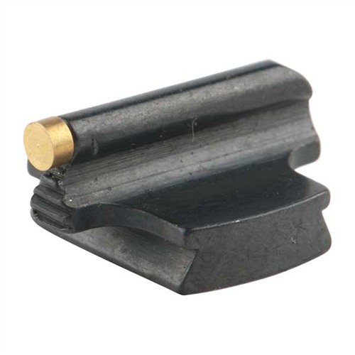 Precision-made steel front sight for rifles, featuring a polished blue finish and a contoured blade, ideal for dovetail cuts on barrels.