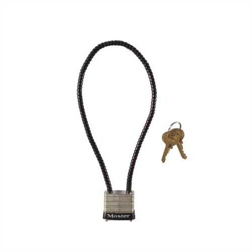 Secure your firearms with the MASTER LOCK GUNLOCK, featuring a hardened steel body, braided-steel cable, and unique keys for each lock, California-approved.