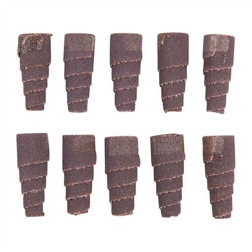 TAPERED ROLLS 120 GRIT from MERIT ABRASIVE PRODUCTS allow easy access to tight spaces with tough aluminum oxide grit on heavy-duty cloth backing.