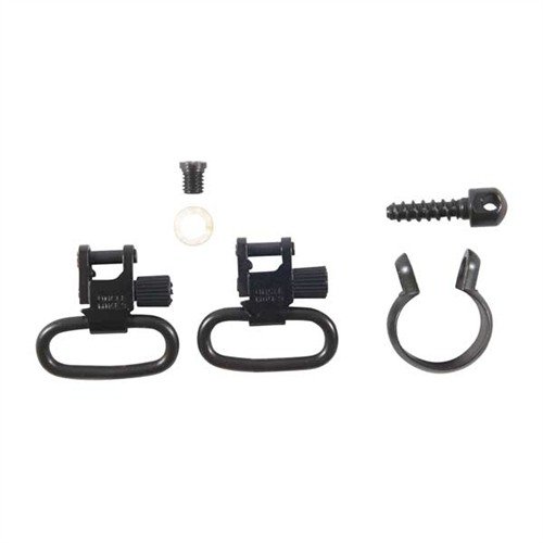 QUICK DETACH SWIVELS offer split band clamps for easy attachment, fitting various Marlin lever actions and shotguns, with 1