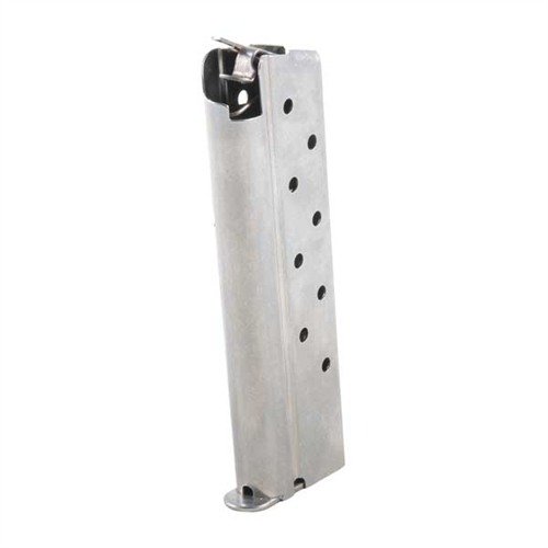 Robust 1911 8RD .40 S&W magazines feature stainless steel construction, reliable feeding, and removable bases for easy cleaning, perfect for all bullet types.