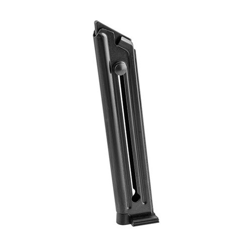 RUGER® MKII .22LR 10RD magazine by MEC-GAR offers durable, seam-free carbon steel construction, TIG welded and heat treated for reliability, with optional rustproof nickel finish.