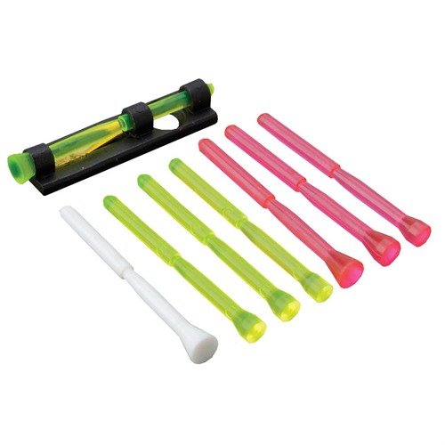 COMP SIGHT od HIVIZ z polymerovým prutem pro snadné zaměření v různých světelných podmínkách, včetně 8 vyměnitelných světelných trubiček a robustní ocelové základny.