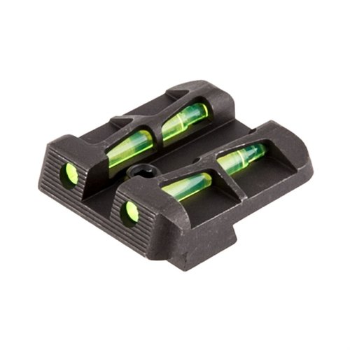 HIVIZ LITEWAVE Rear Sights offer unmatched brightness and durability with a unique diagonal-wave design, fitting various Glock models and including multiple LitePipes.