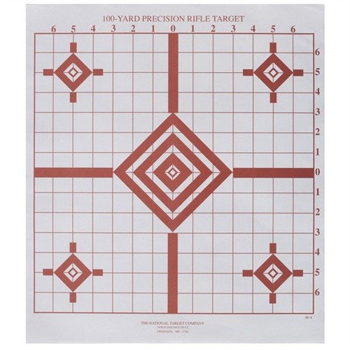 SIGHT-IN-TARGETS ST-4 offers high visibility with a fluorescent red aiming point, a grid for sight adjustments, and five sighting points for multiple groups.