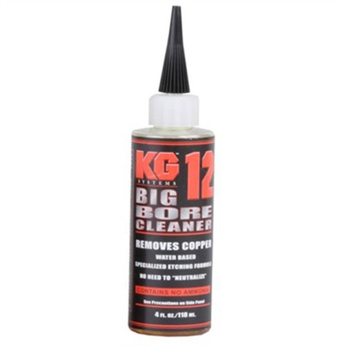 KG 12 Copper Solvent is a water-based, ammonia-free cleaner that effectively removes copper buildup, enhancing firearm function and longevity.