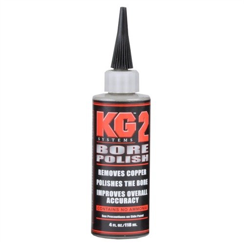 KG2 BORE POLISH gently cleans and polishes your bore, preserving embedded copper for improved function, smoother shots, and extended firearm life.