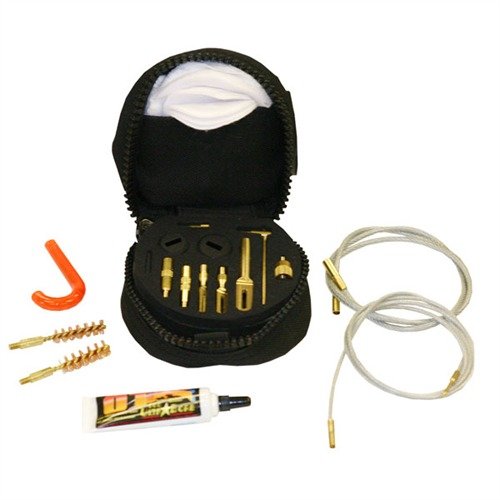 The OTIS Compact Gun Cleaning System is a portable, self-contained kit with essential tools for cleaning firearms, fitting easily in your pocket or on your belt.