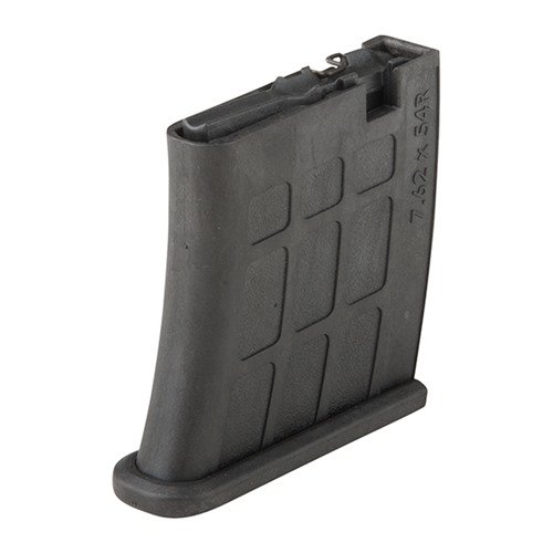 Pro Mag 7.62x54R Mosin Nagant magazines offer reliable feeding with a durable carbon-fiber filled polymer body, suitable for various Mosin-Nagant models.