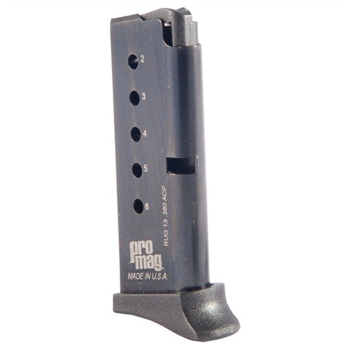 RUGER® LCP® 380ACP MAGAZINES by PRO MAG offer durable steel bodies and resilient chrome silicon springs, ensuring reliability and longevity for your firearm.