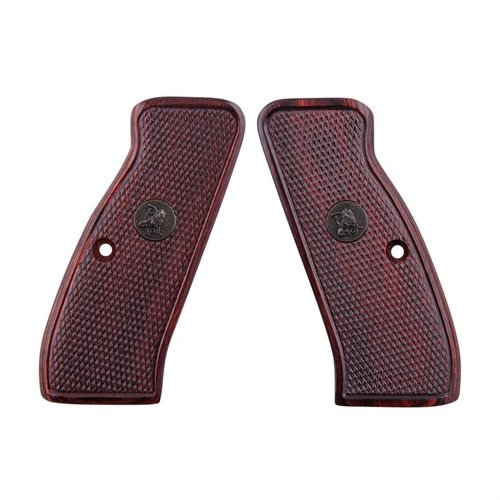 Enhance your CZ 75 with Pachmayr Renegade Wood Laminate Grips; durable, stylish rosewood finish with checkered texturing for improved handling and fit.